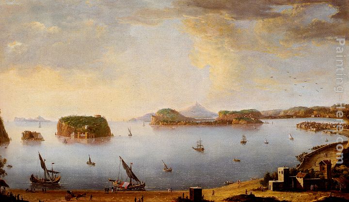 View Of The Bay Of Pozzuoli With The Port Of Baia, The Islands Of Nisida, Procida, Ischia And Capri painting - Antonio Joli View Of The Bay Of Pozzuoli With The Port Of Baia, The Islands Of Nisida, Procida, Ischia And Capri art painting